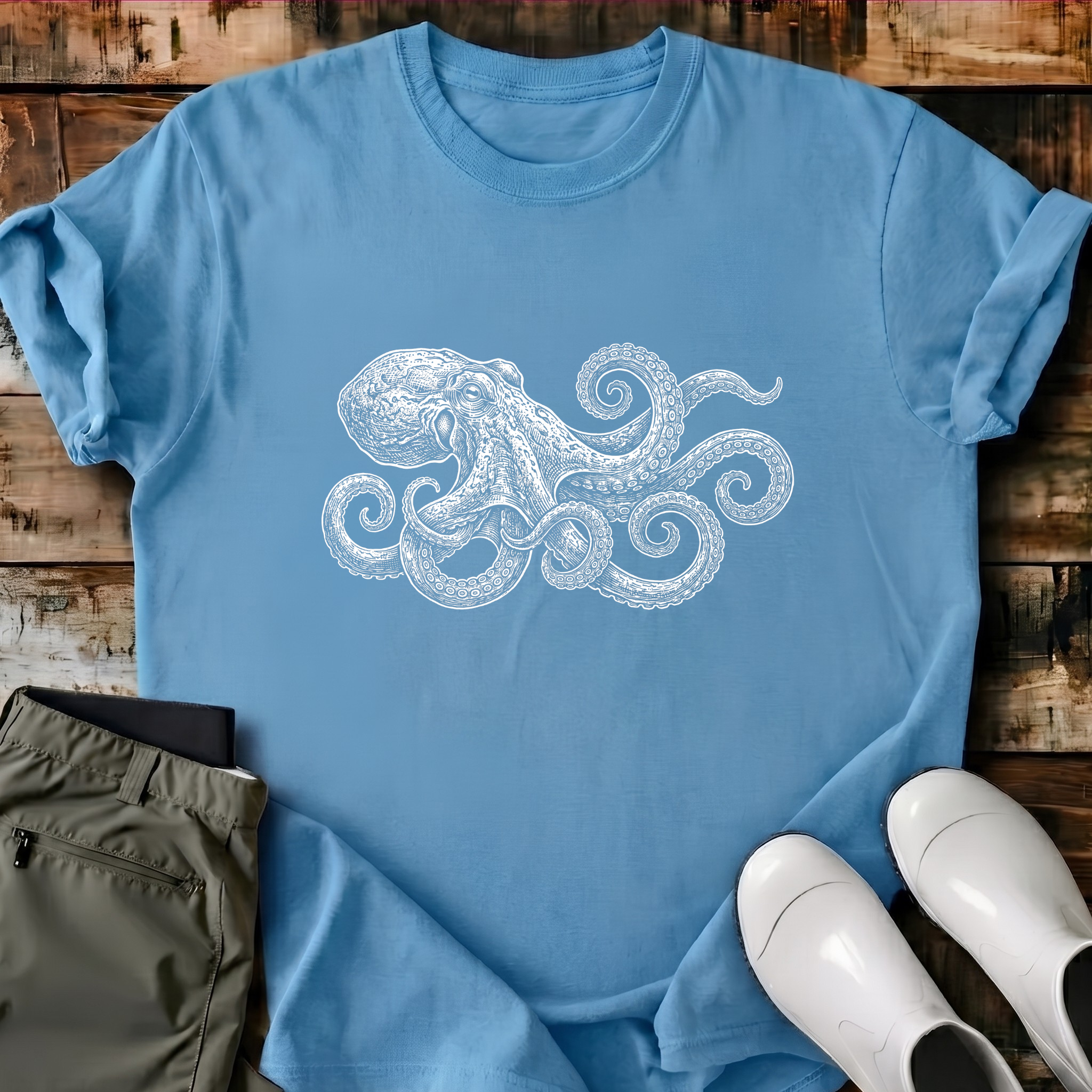 Octopus Engraving T-Shirt