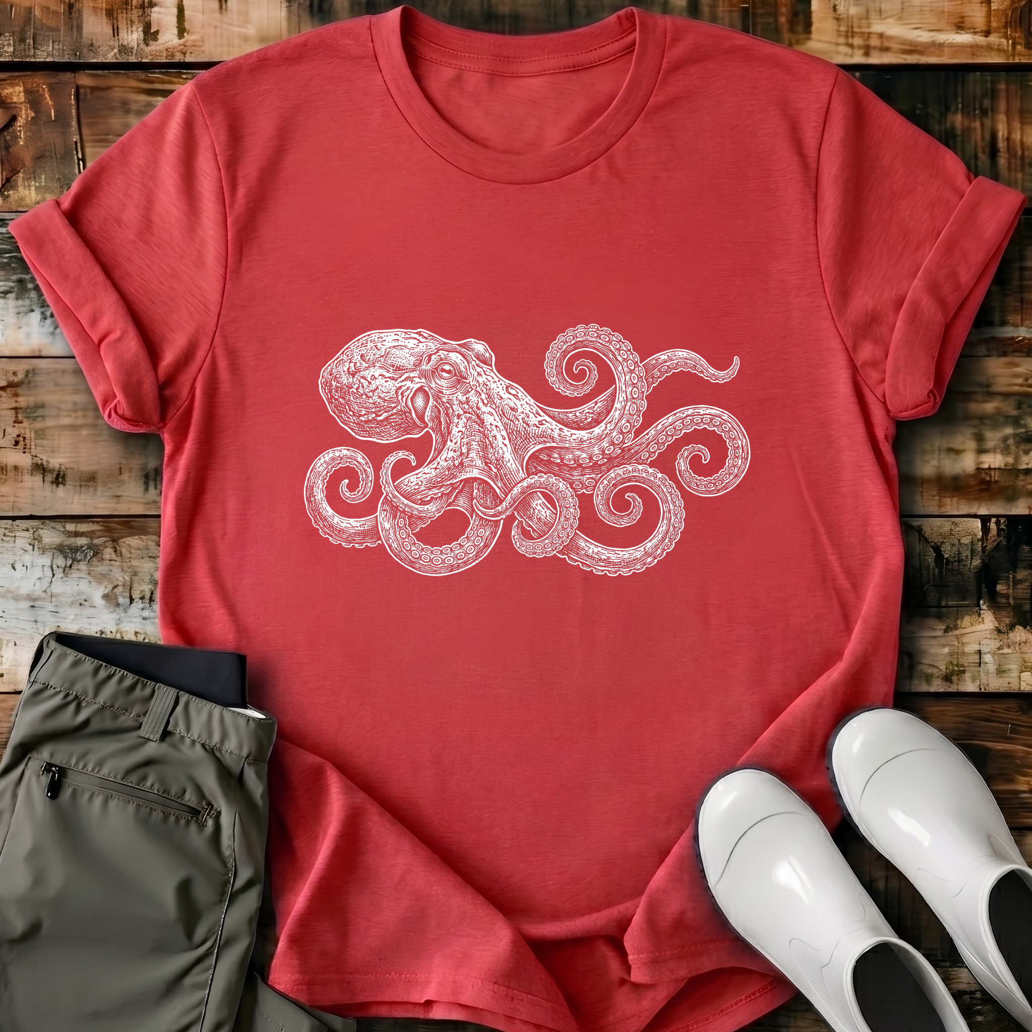 Octopus Engraving T-Shirt