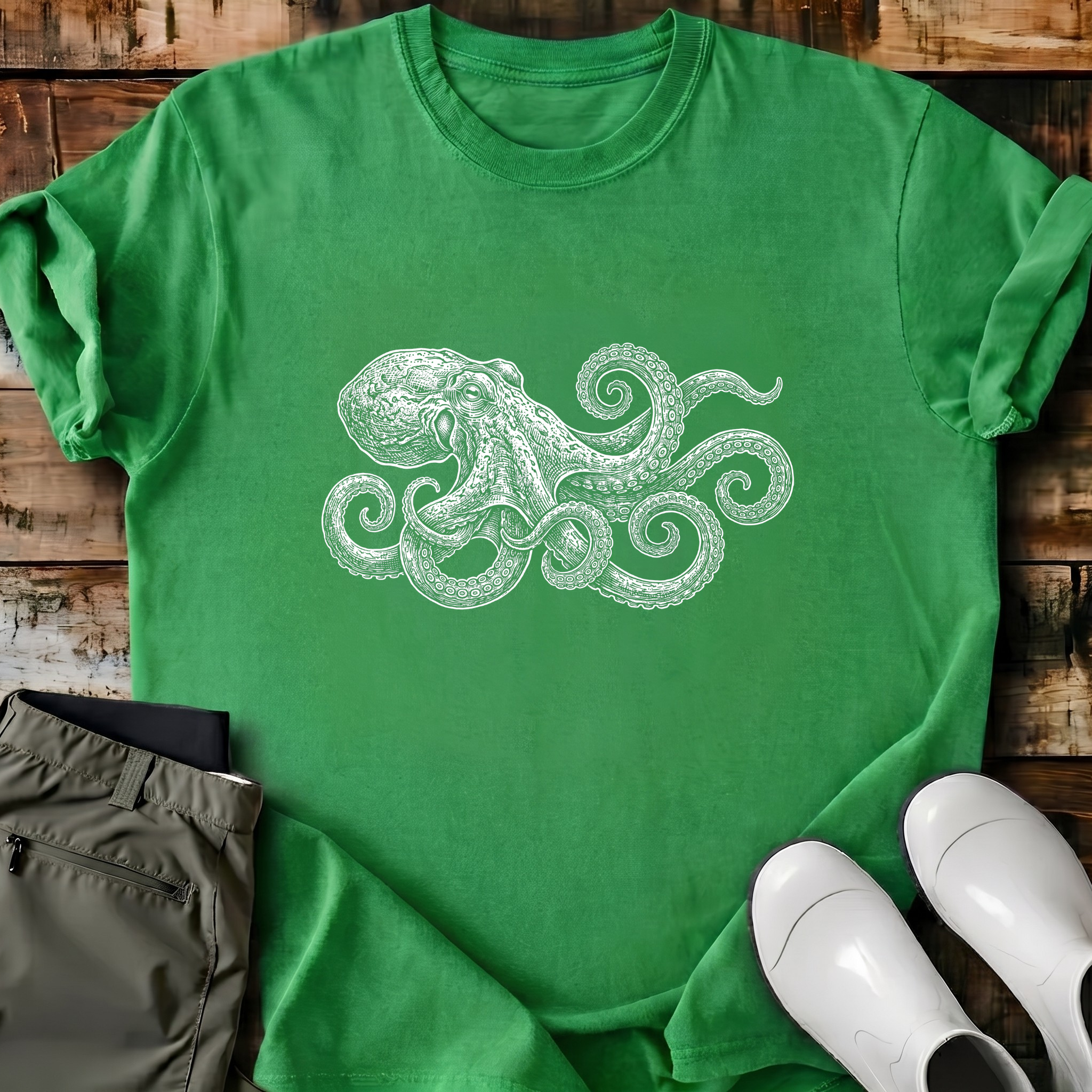 Octopus Engraving T-Shirt